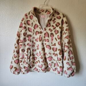 Leopard Print Fleece Pullover Size XL
